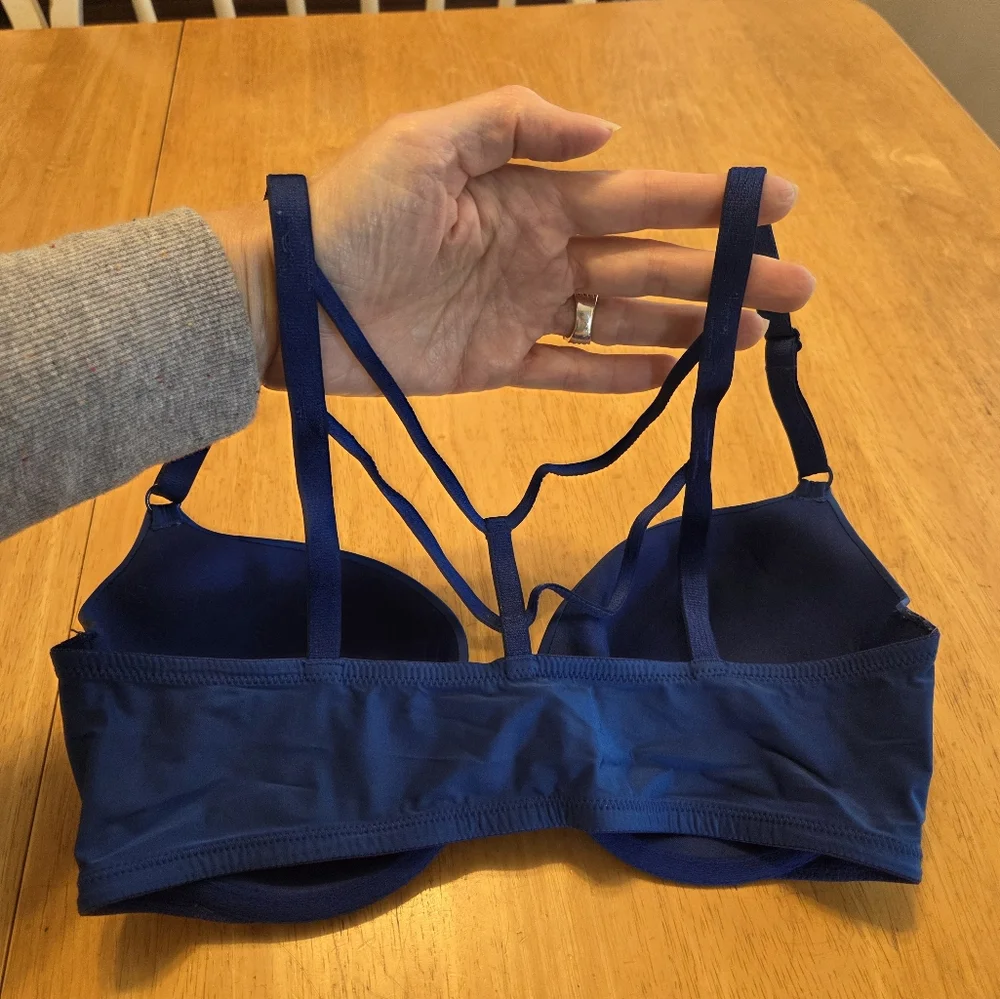 Victoria's Secret Lined Demi Royal Blue front closure bra 34D